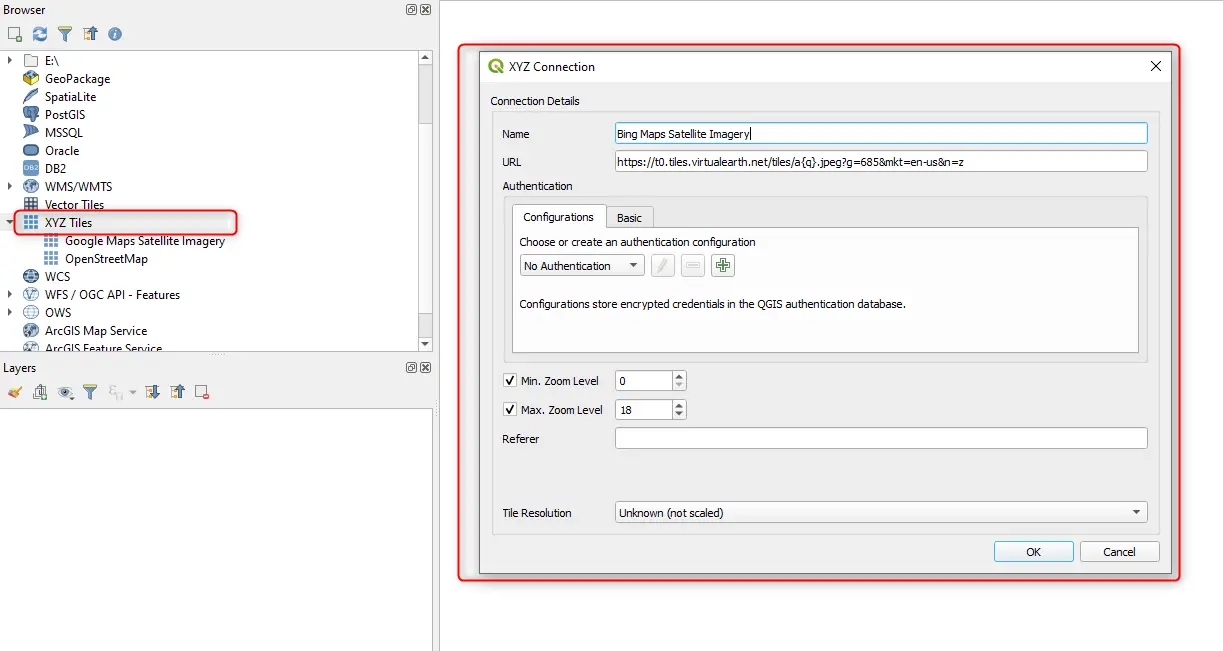 Adding a satellite basemap in qgis