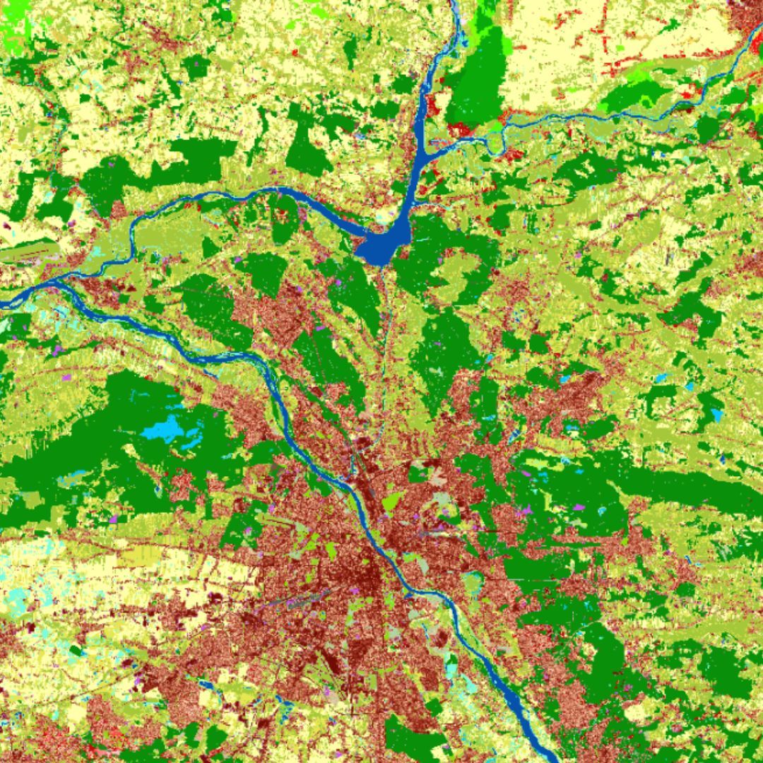 Example of land cover classification for the city of Warsaw