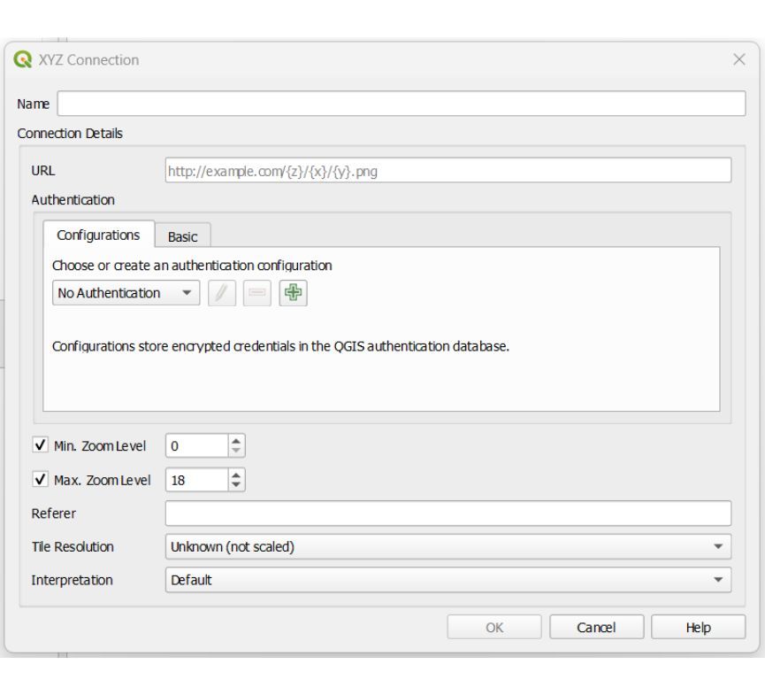 Paste an XYZ link (e.g., a public satellite tile service)