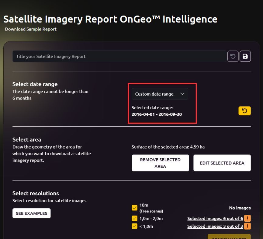 OnGeo Intelligence: Pick the Dates for your Satellite Imagery.
