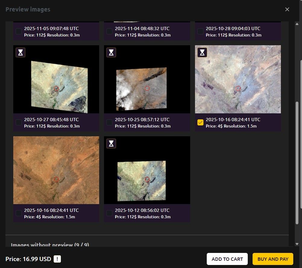 OnGeo Intelligence satellite imagery order form