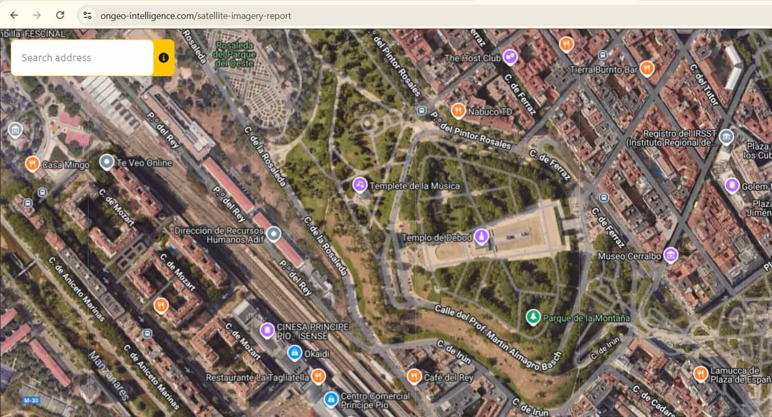 Ongeo Intelligence Website - satellite map