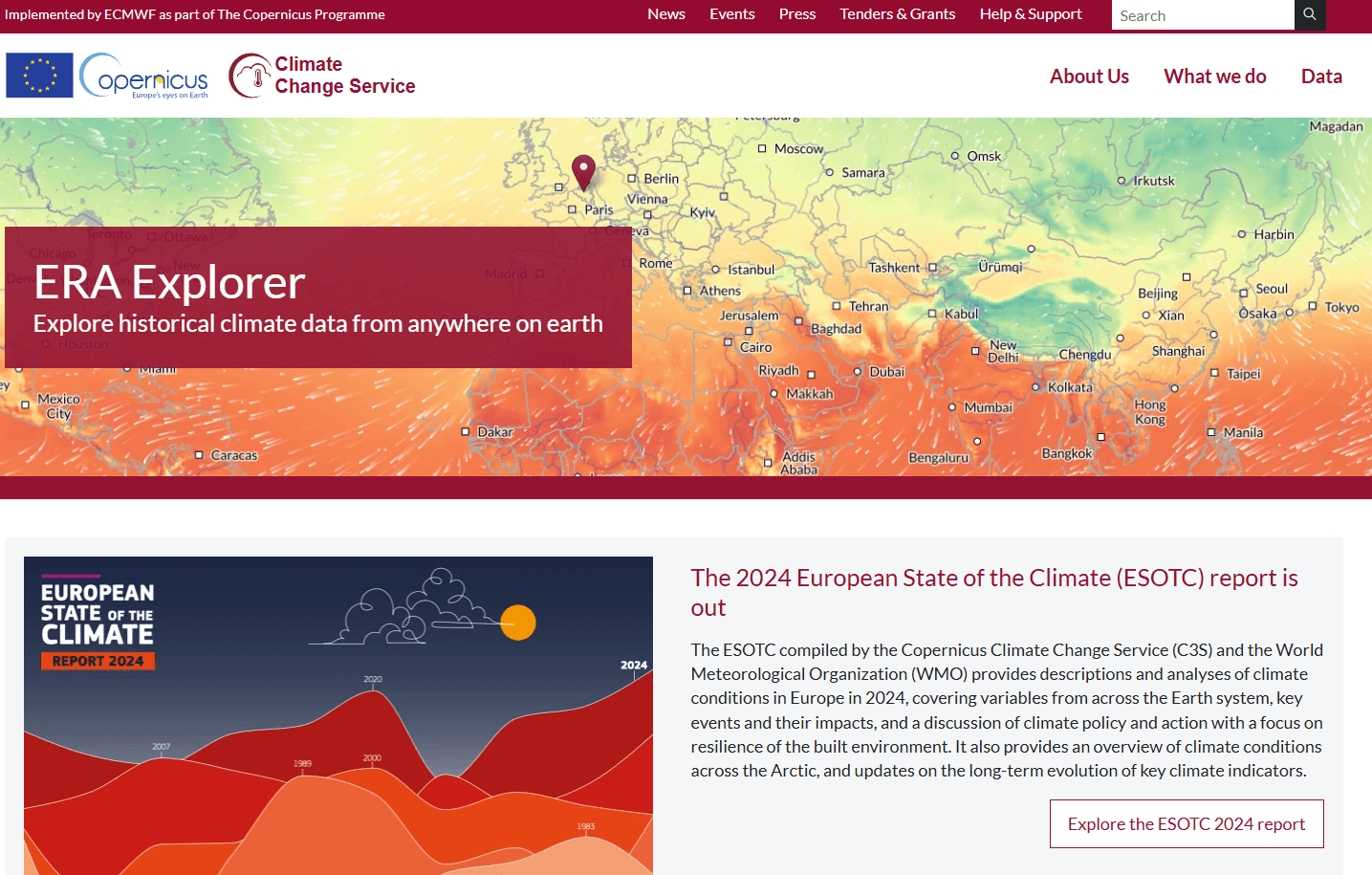 The Copernicus Climate Change Service website