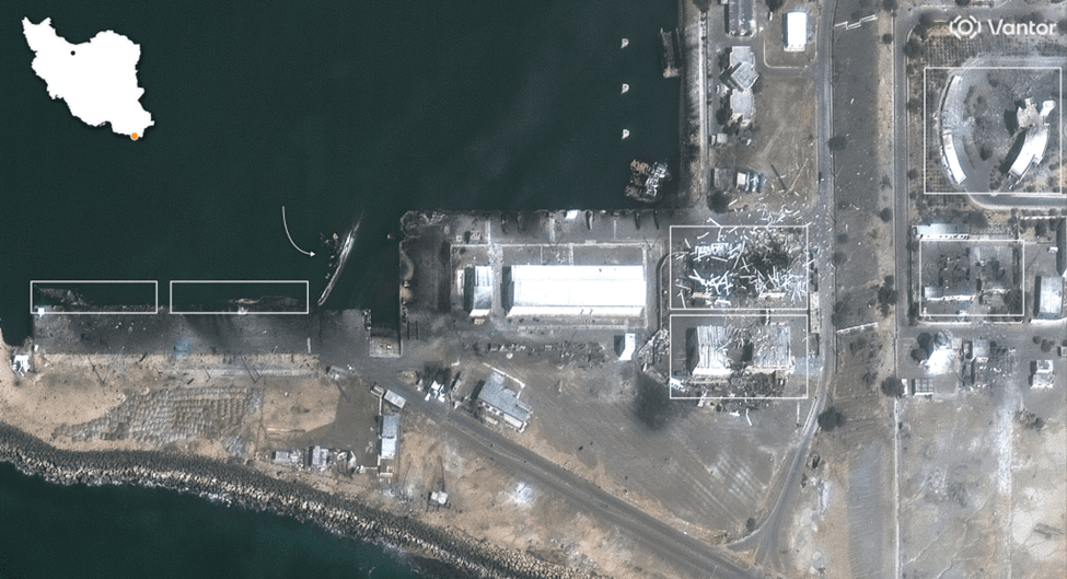 Damage at the Konarak drone, air, and naval bases on March. Source: Vantor