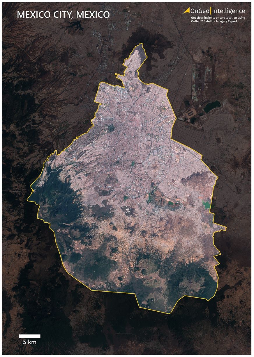 Satellite View of Mexico City from Sentinel-2 Imagery