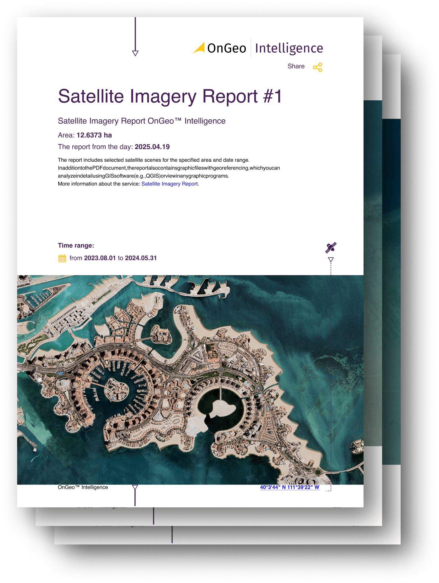 Graphic representation of the  Satellite Imagery Report OnGeo™ Intelligence, showing a satellite image